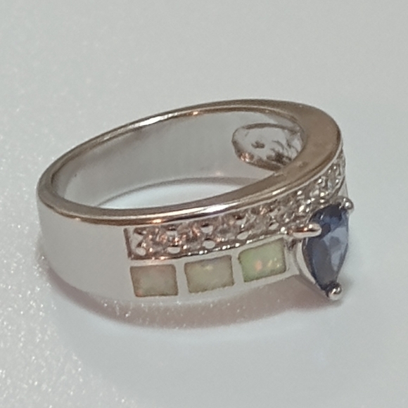 Luxury Silver Gemstone Wedding Rings For Women, Sz 6 - Picture 9 of 9